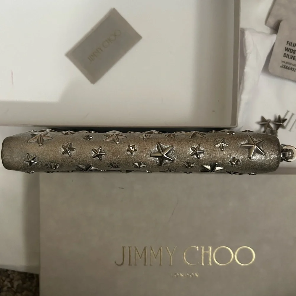 Jimmy Choo Authentic Washed Metallic Deerskin With COA/ Dust Bag/ Box